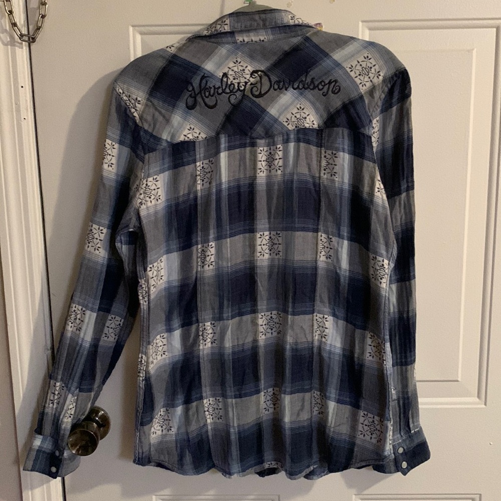 Size large, Harley Davidson, plaid long sleeve shirt